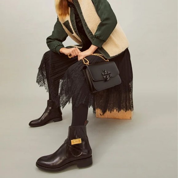 Tory Burch T-HARDWARE CHELSEA BOOT Black 9 9.5 10 Booties - Picture 2 of 6